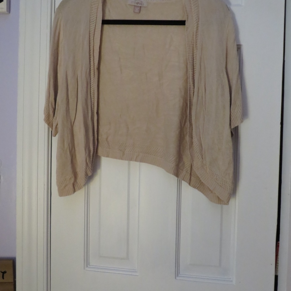 Roz & Ali Tan Open-Front Shrug